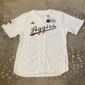 Adidas Texas A&M Aggies NCAA Official White Baseball Jersey Size Large HT1008